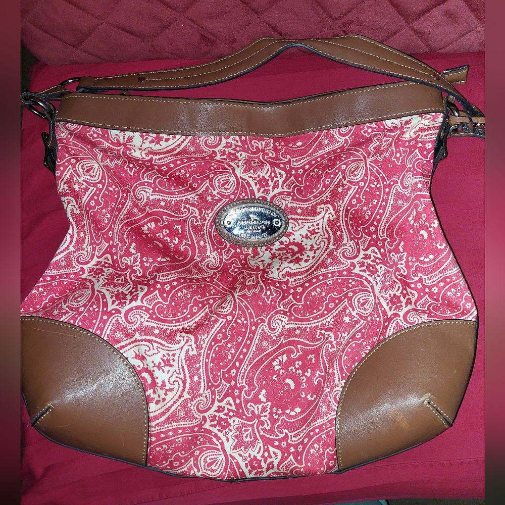 American Living Red Paisley tote handbag